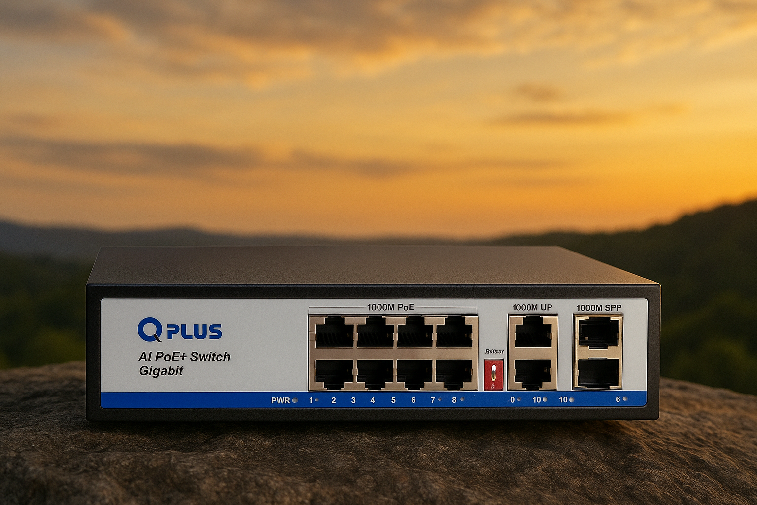 QPlus PL-PG8002-S2 network switch with 8 PoE ports and 2 SFP slots