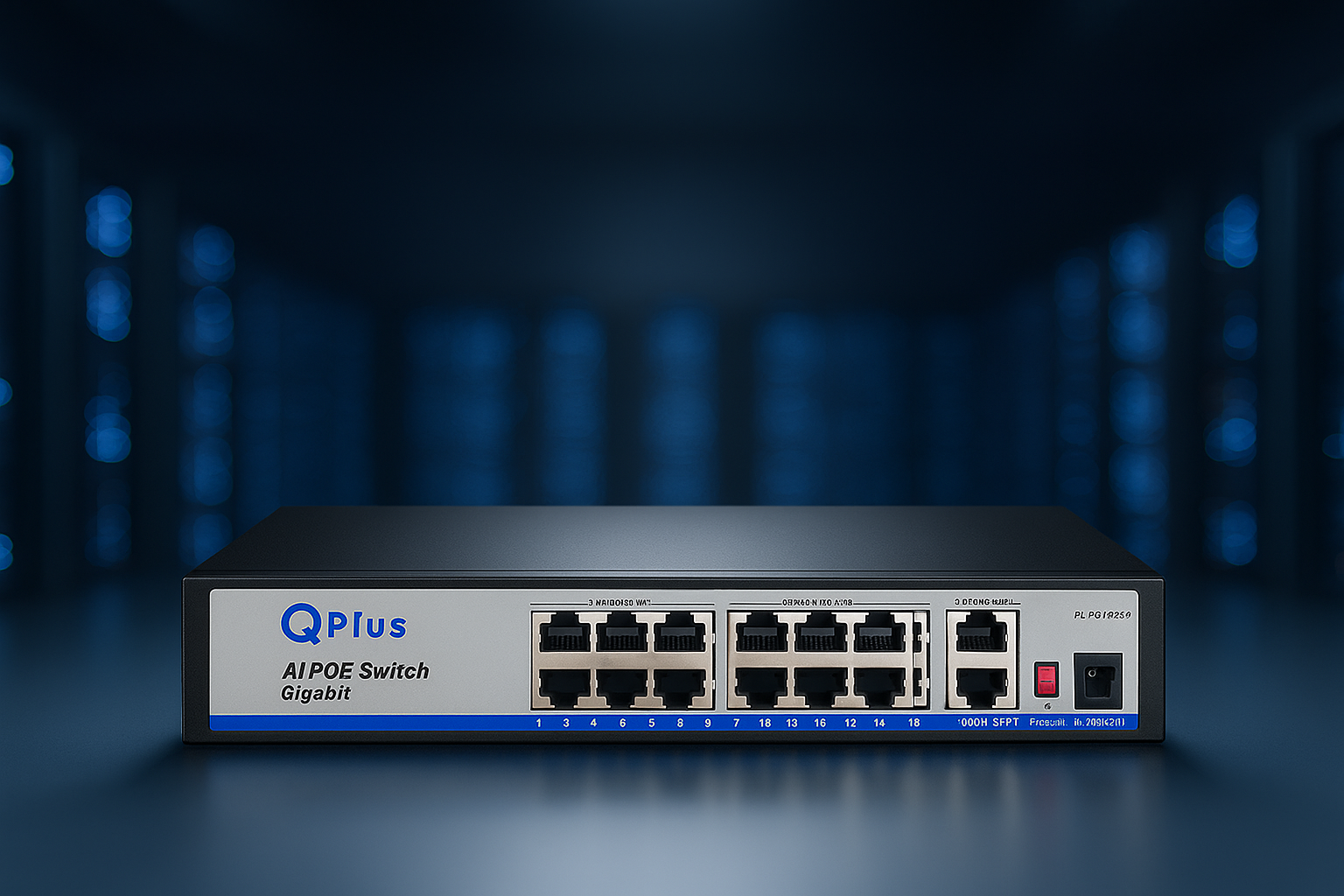 QPlus PL-PG1602-S1 16-Port Gigabit POE network switch with SFP and rackmount case