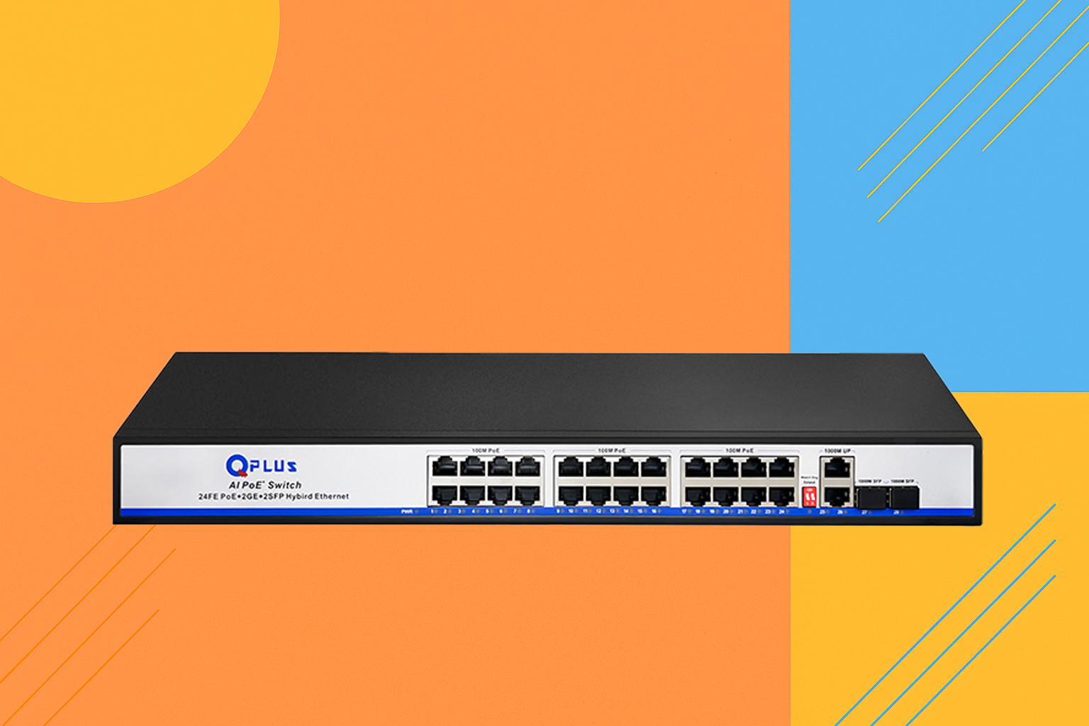 سوئیچ شبکه کیوپلاس PL-P2402G-S2 با ۲۴ پورت POE و ۲ پورت SFP، مناسب شبکههای کوچک و متوسط
