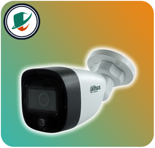نمای جلوی دوربین بولت فولکالر داهوا مدل DH-HAC-HFW1209CMP-A-LED با بدنه فلزی و لنز ثابت