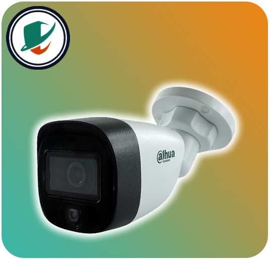 نمای جلوی دوربین بولت فولکالر داهوا مدل DH-HAC-HFW1209CMP-A-LED با بدنه فلزی و لنز ثابت